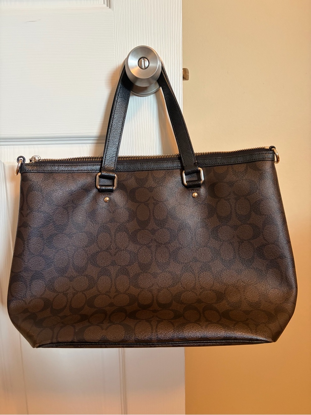 Coach Brown and Black Signature Tote - Picture 6 of 9
